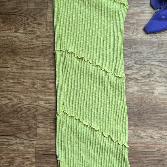 NWT forever 21 lime green neon maxi midi fitted stretchy skirt ribbed small - Picture 3 of 5